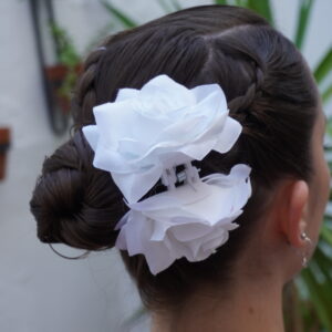 Gancho de pelo con Rosa- Blanco