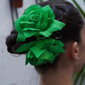 Gancho de pelo con Rosa- Verde
