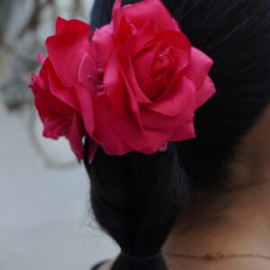 Gancho de pelo con Rosa- Fucsia