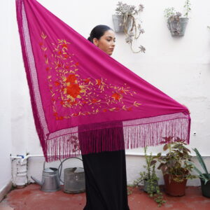 Mantón Simil Manila- Magenta