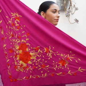 Mantón Simil Manila- Magenta-