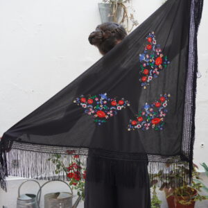 Mantón Simil Manila- Negro