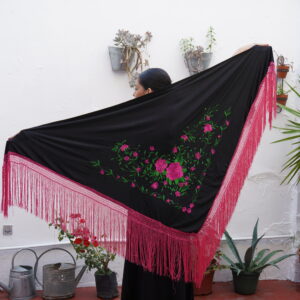 Mantón Simil Manila- Negro