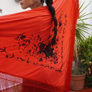 Mantón Simil Manila- Rojo