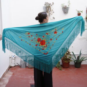 Mantón Simil Manila- Turquesa