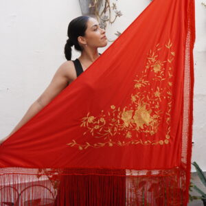 Mantón Simil Manila- Rojo