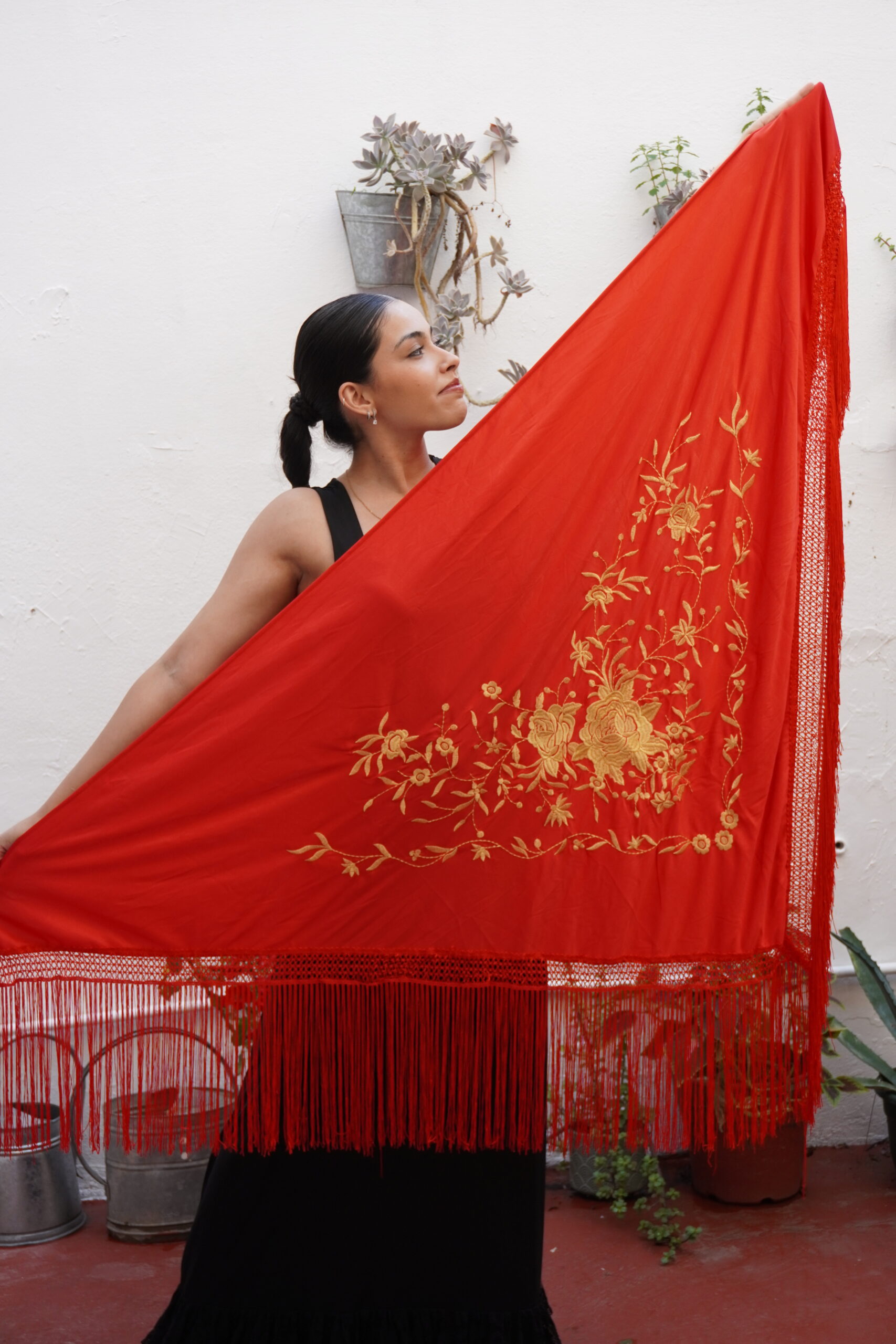 Mantón Simil Manila- Rojo