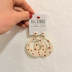 Aros Ole- Blanco con lunares a Presión