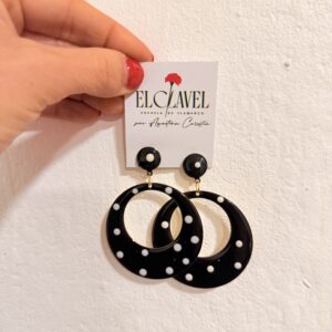 Aros Ole- Negro con lunares a Presión