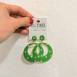 Aros Ole- Verde con lunares a Presión